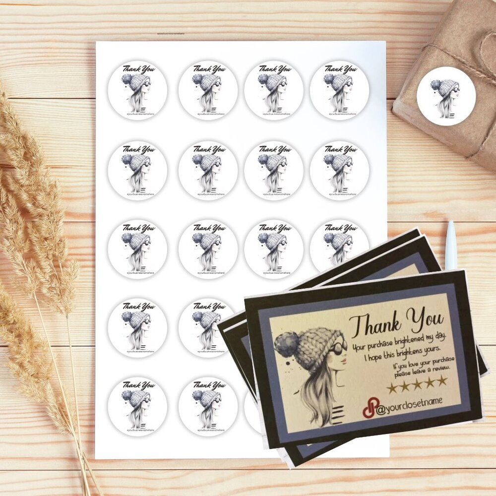 Bundle 100 Thank You Cards & 100 Thank You Stickers